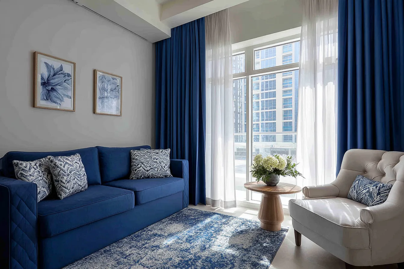 blue blackout curtains